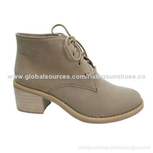 Women's trendy dress boots, lace-up style with square low wooden heel, popular for autumn/winter useNew